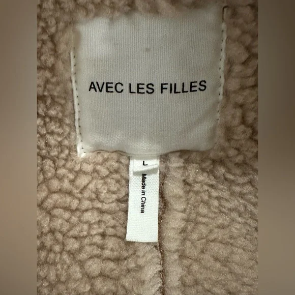Avec Les Filles Faux Shearling Coat Brown size Large - Picture 13 of 16